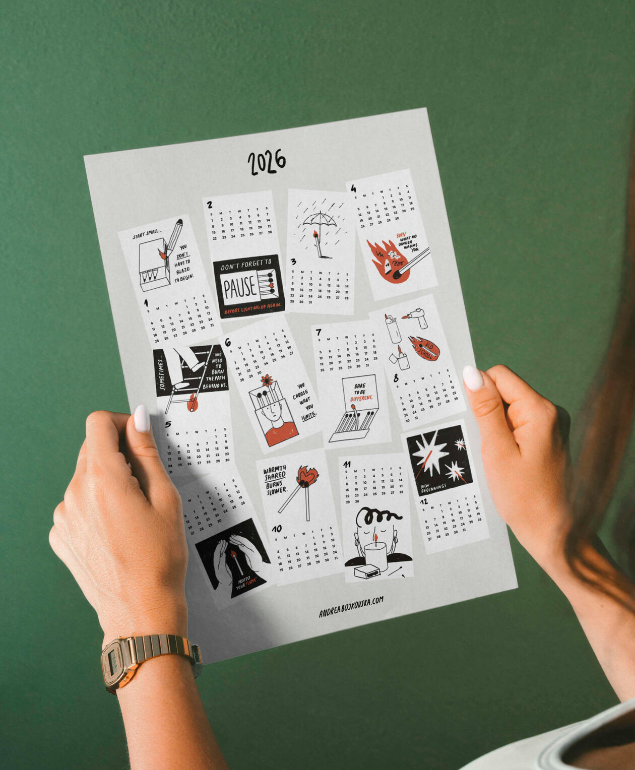 Printable matchbox calendar preview